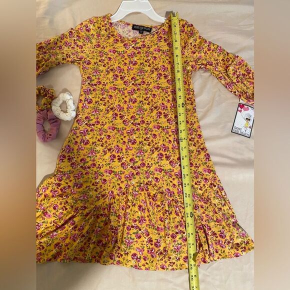 NWT 3 Pink Hearts Girls Dress Size Medium With Matching Scrunchies - Picture 2 of 6